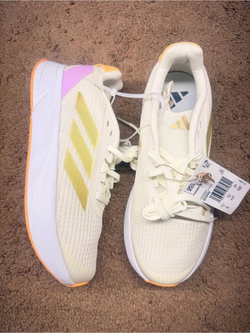 adidas Women's Cream Running Sneakers with Yellow & Pink Accents